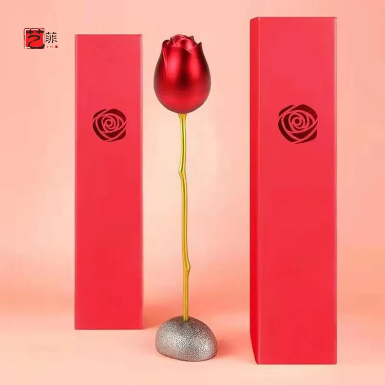 金属玫瑰花首饰盒包装盒 升降玫瑰花家居摆件女友礼物妇女节礼物