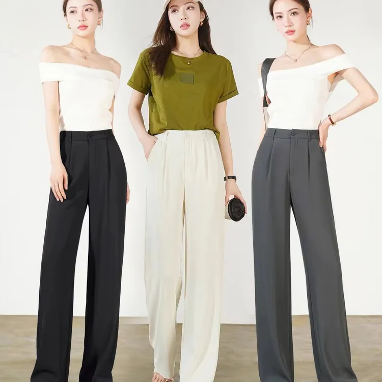 春夏西装直筒女裤高腰裤随性慵懒时尚百搭显瘦垂感宽松休闲裤薄款
