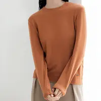 森鹅女士圆领毛衫百搭时尚纯色秋冬4308