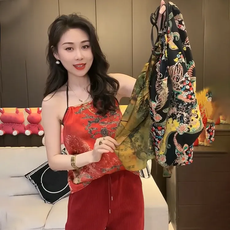 国风吊带背心女洋气性感内搭复古民族风打底外穿挂脖式肚兜兜上衣