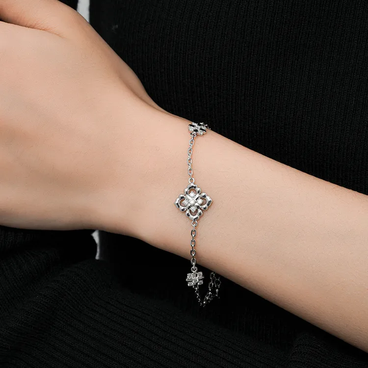 925银合成锆石手链 一川月白时尚气质小众简约【西府海棠手链】