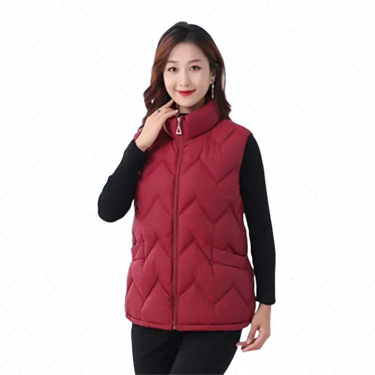 中年秋冬新款时尚立领外穿韩版大码宽松妈妈装（W款）棉马甲外穿