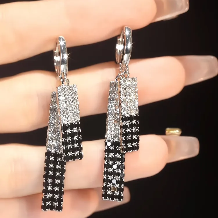 铜合金无非金属耳饰 轻奢锆石几何耳环小众设计 耳饰爆款气质耳扣