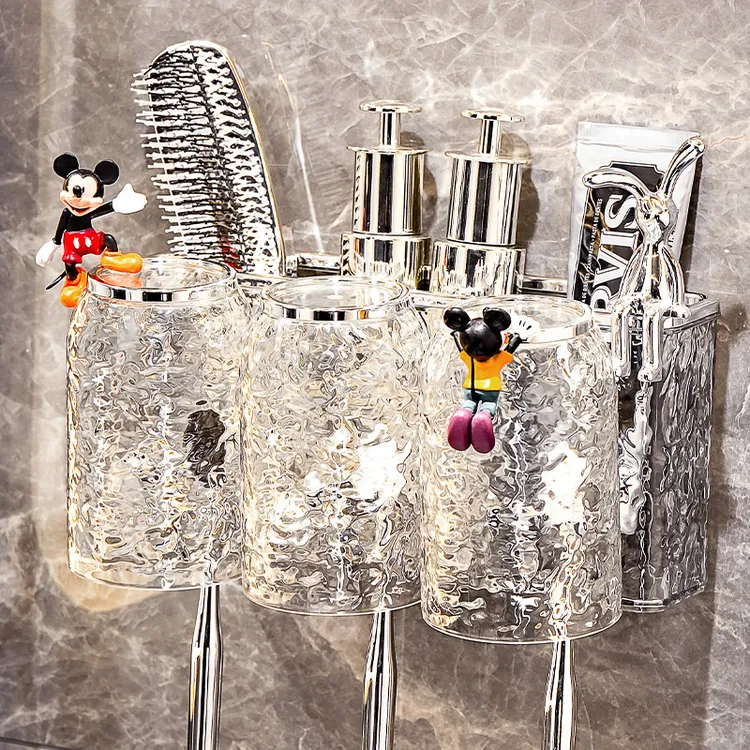 牙杯牙刷置物架2024新款卫生间免打孔壁挂式家庭电动牙刷牙膏架子