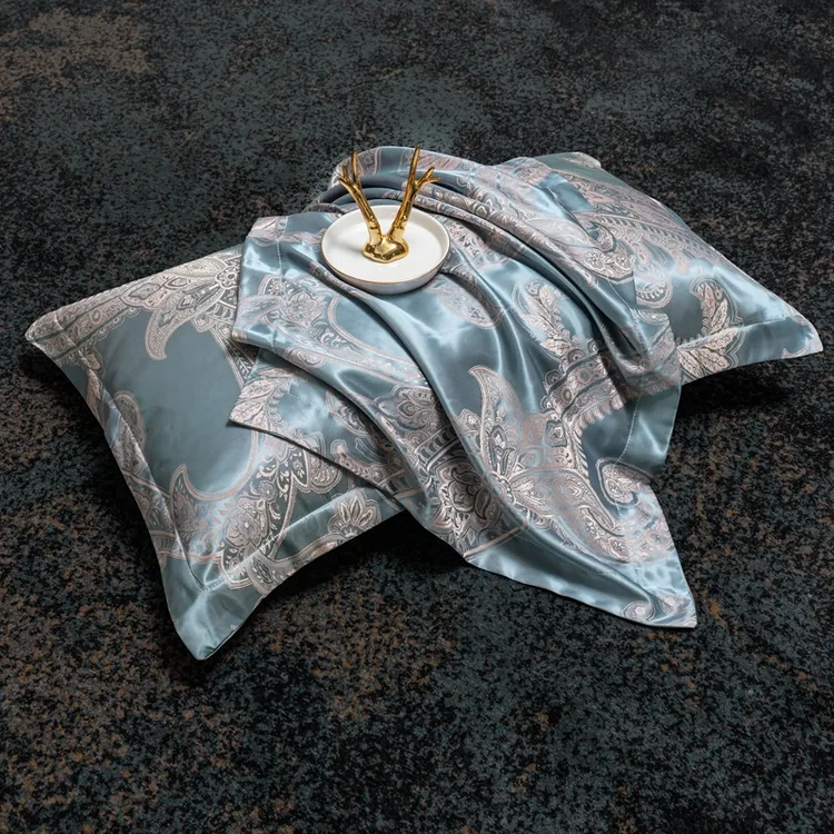 【买一送一】夏季欧式凉爽提花冰丝枕头套一对装成人枕套丝滑夏