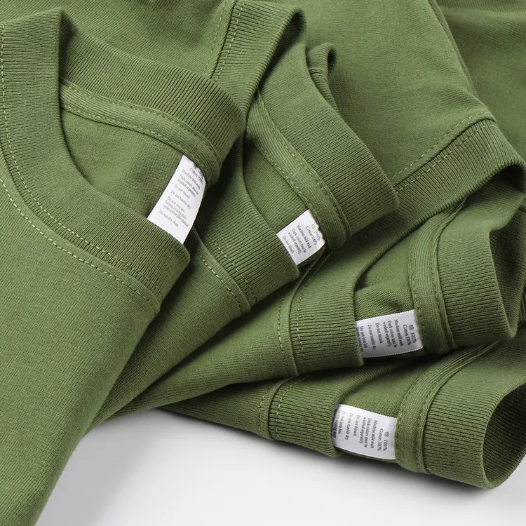 宽松潮流长袖T恤200g重磅纯棉军绿色圆领运动时尚打底衫上衣男女T