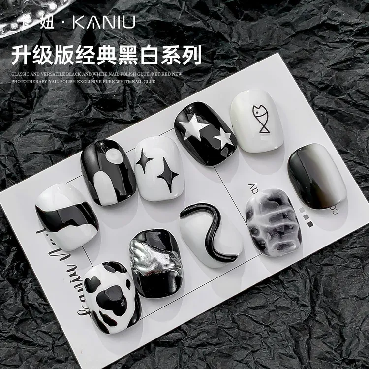 卡妞经典纯黑纯白甲油胶气质上色美甲店用基础色显白纯色光疗质感