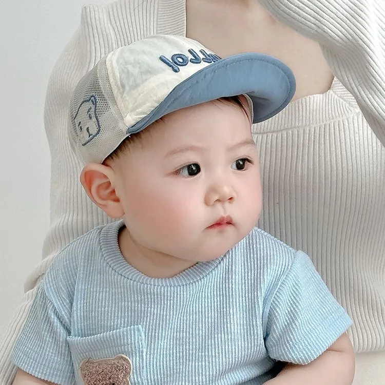 婴儿帽子夏季薄宝宝鸭舌透气遮阳棒球帽儿童防晒帽婴幼儿太阳网帽