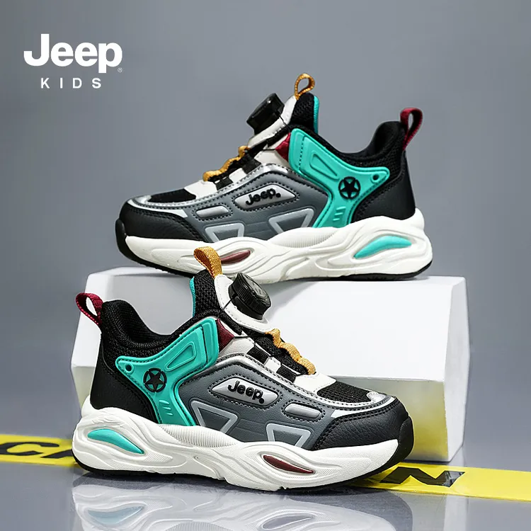 jeep女童运动鞋秋冬舒适防滑童鞋男中大童网面透气软底跑步儿童鞋