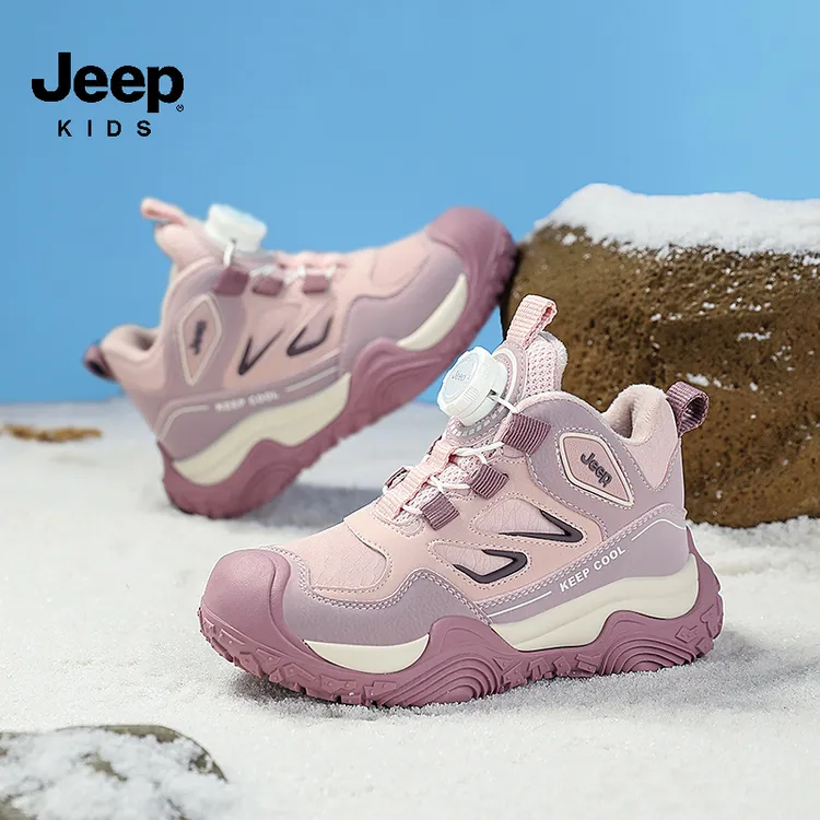 JEEP/吉普2025新款冬季轻便加绒跑鞋儿童户外保暖运动鞋男女童鞋