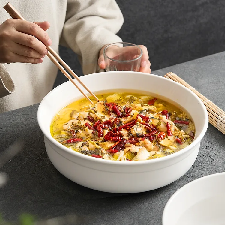 【高温玉白瓷】刨边圆碗 汤碗家用2024新款酸菜鱼水煮鱼大盆碗