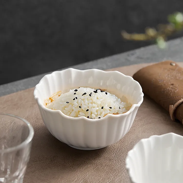 【高温白玉瓷】绽放小碗米饭碗家用轻奢新款创意点心碗高温陶瓷饭碗