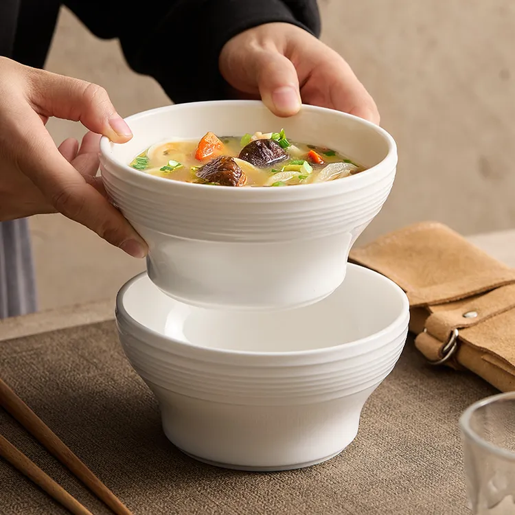 【高温白玉瓷】珍珠纹汉斯纹碗 米饭碗家用特别好看的轻奢汤碗面碗