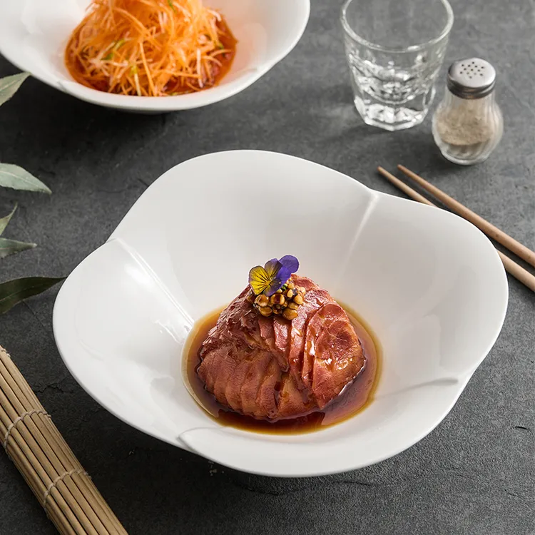 【高温白玉瓷】折叠小脚碗 水果沙拉碗家用高颜值轻奢甜品碗