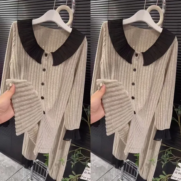 秋冬款时尚长袖长裤小香风休闲娃娃领南韩绒家居服宽松大码睡衣套