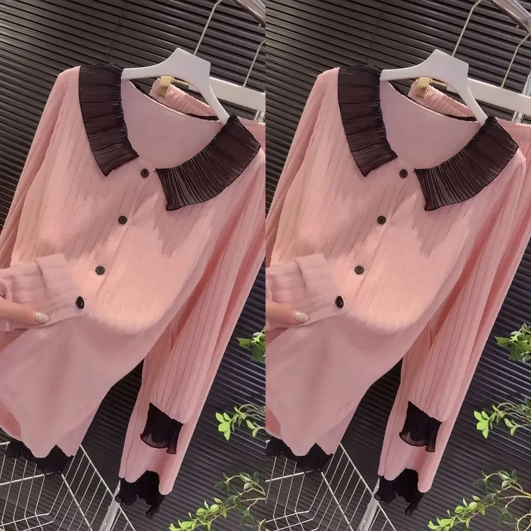 秋冬款时尚南韩绒长袖长裤娃娃领洋气减龄软糯亲肤显瘦睡衣女套装