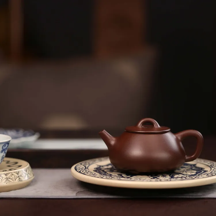 万旻翔宜兴紫砂壶全手工原矿老紫泥平盖石瓢茶壶容量200 新品推荐