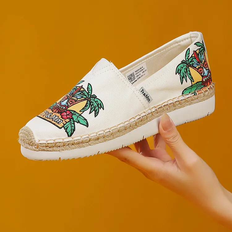 汤姆斯2024条纹情侣款潮手绘图案帆布鞋一脚蹬懒人鞋百搭433412