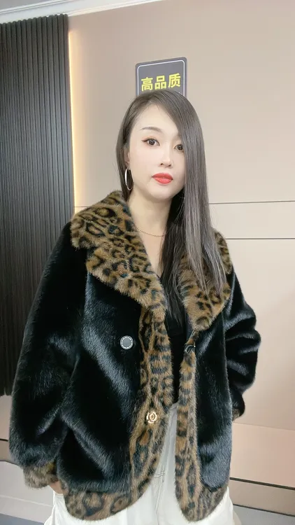 豹纹原版  修身显瘦妈妈装外套短款气质时尚百搭洋气