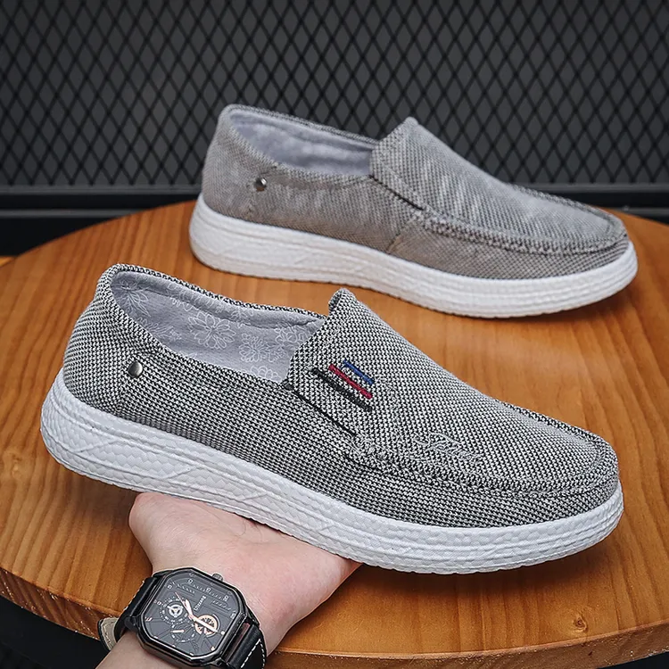 夏季老北京布鞋男士百搭布鞋软底透气一脚蹬爸爸老人鞋防滑休闲鞋