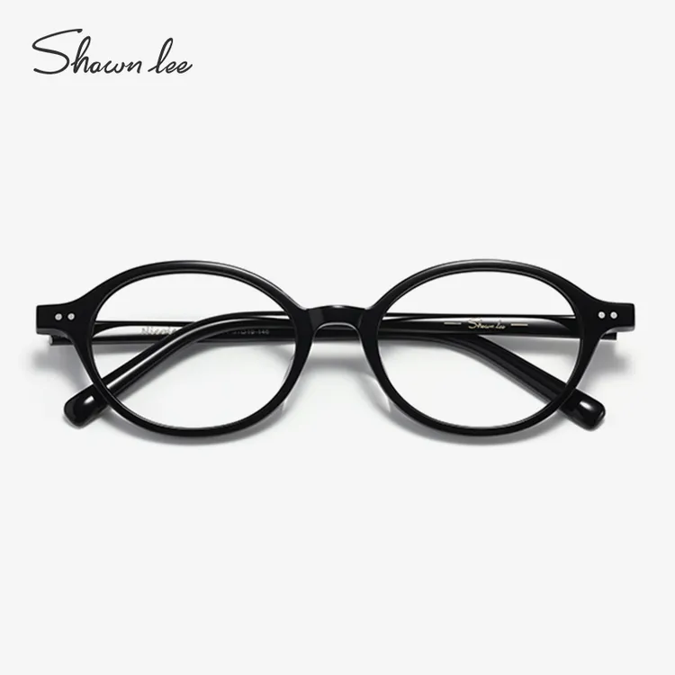 Shawnlee书呆子板材椭圆亮黑框猫眼镜框时尚装饰近视镜架小框女