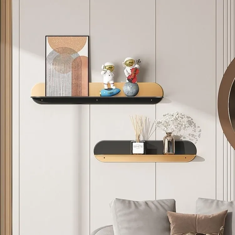 轻奢风墙上置物架餐客厅卧室通用电视背景墙装饰壁挂一字隔板收纳