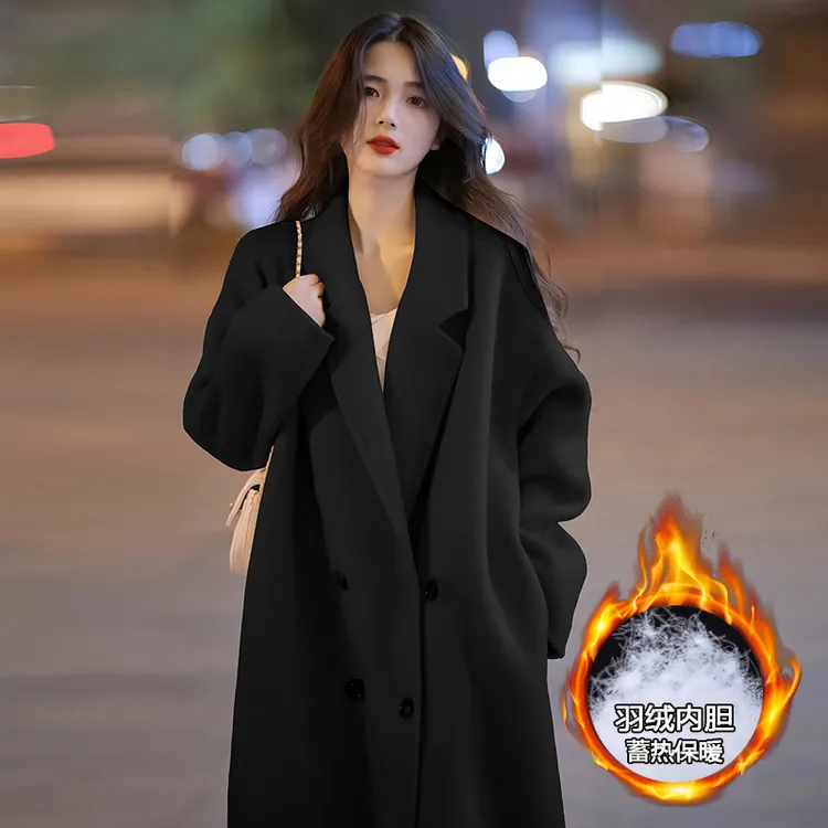羽绒加厚内胆大衣女2025新款冬季爆款中长款双面呢子大衣毛呢外套