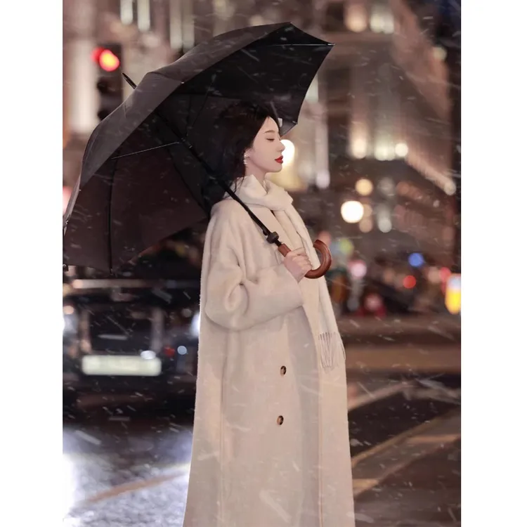 羽绒加厚内胆大衣女中长款2025冬季新款今年流行双面呢子毛呢外套