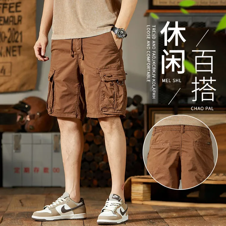 美式工装短裤男士五分夏季薄款直筒宽松休闲2025新款5分中裤子潮