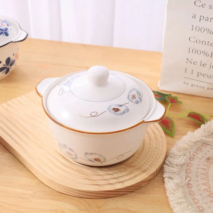 (不可明火)8.2英寸蒸蛋碗陶瓷碗带盖泡面陶瓷猪油罐耐高温