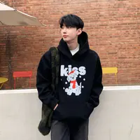 【ONEARTS卫衣】秋冬kiss斑点狗连帽卫衣 男女同款情侣套头外套