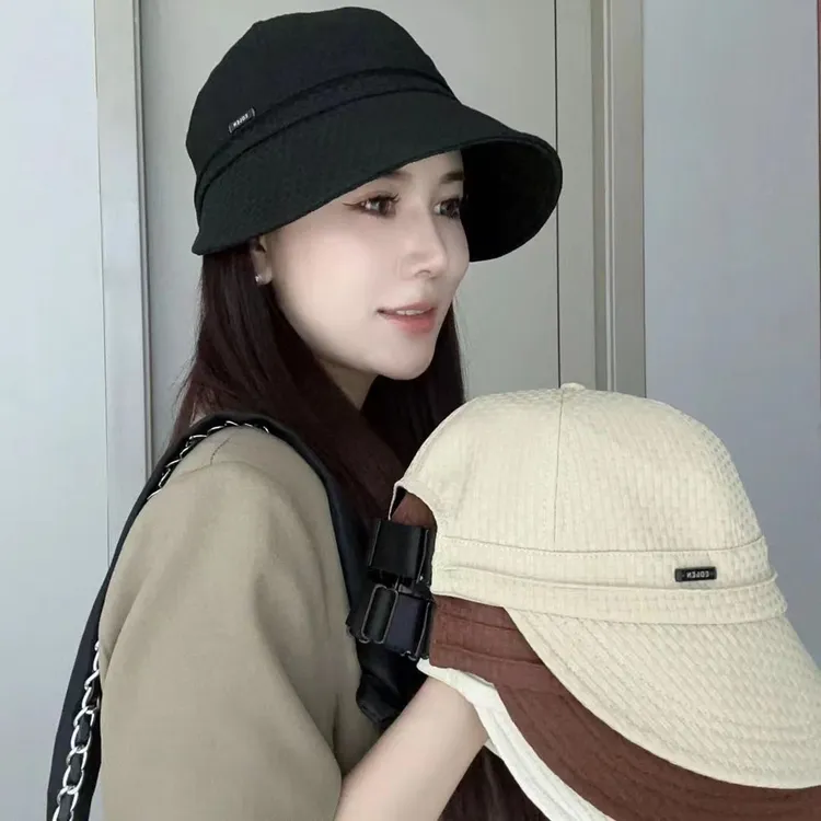 春秋新款韩版小标遮阳渔夫帽女户外出游日系百搭休闲显脸小鸭舌帽