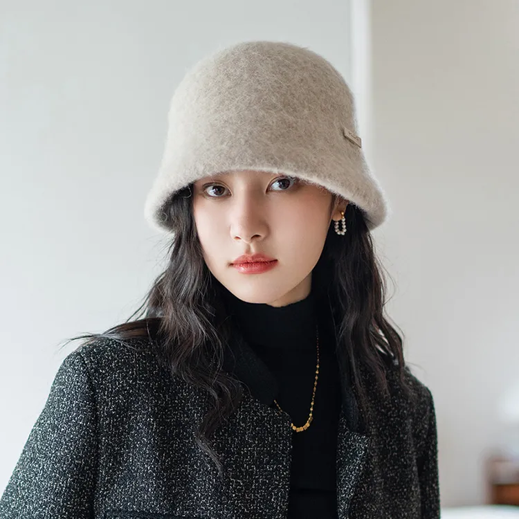 疯帽子 秘鲁羊驼毛保暖盆帽渔夫帽羊毛帽子毛绒女款秋冬时尚帽子