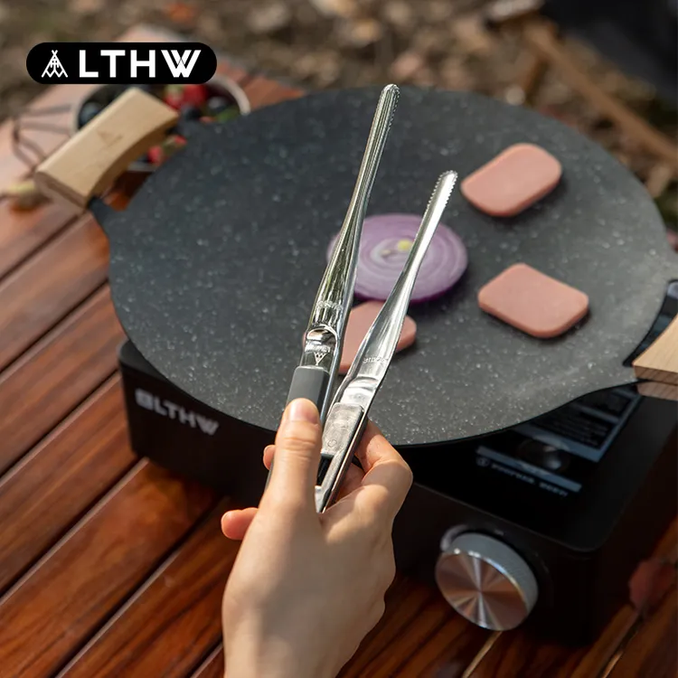 LTHW旅腾户外烧烤夹子露营野餐食物夹烤肉夹防滑牛排夹不锈钢带锁