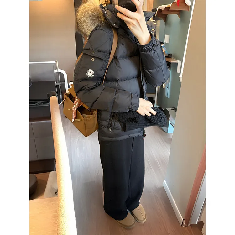 卡盛黑色工装棉服女款2026秋冬新款加厚高级感小个子大毛领棉衣