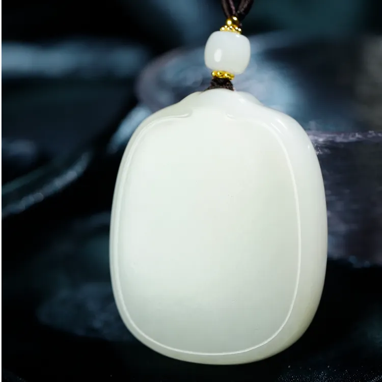 天然和田玉山料白玉平安牌挂件 镯芯白色时尚