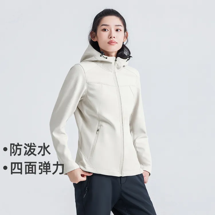 拓路者【四面弹软壳衣】防泼水秋季户外连帽女修身夹克外套潮流简约