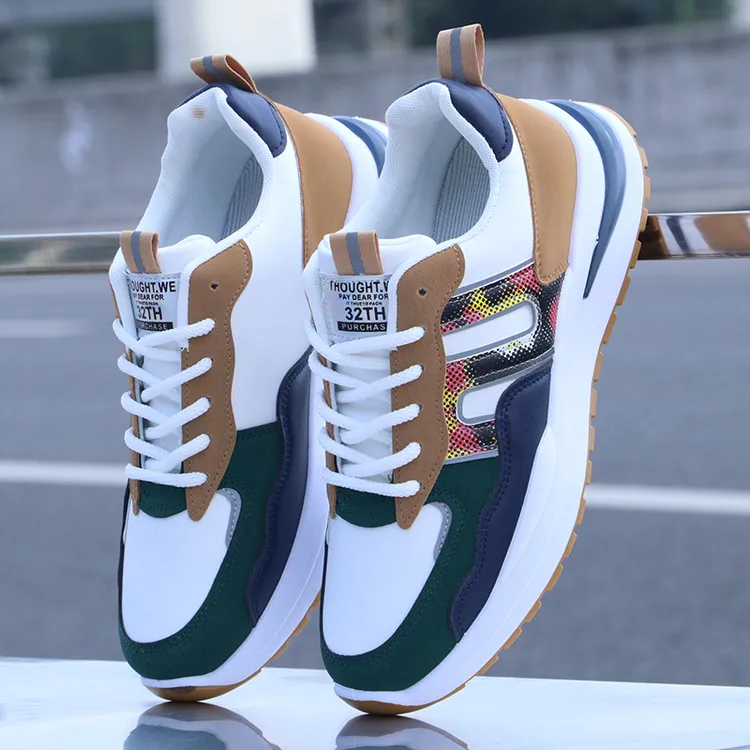 秋冬男鞋皮面运动鞋百搭潮流男士休闲潮鞋防滑老爹鞋子男款跑步鞋