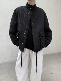 73114宽松大口袋立体绗棉立领棉服