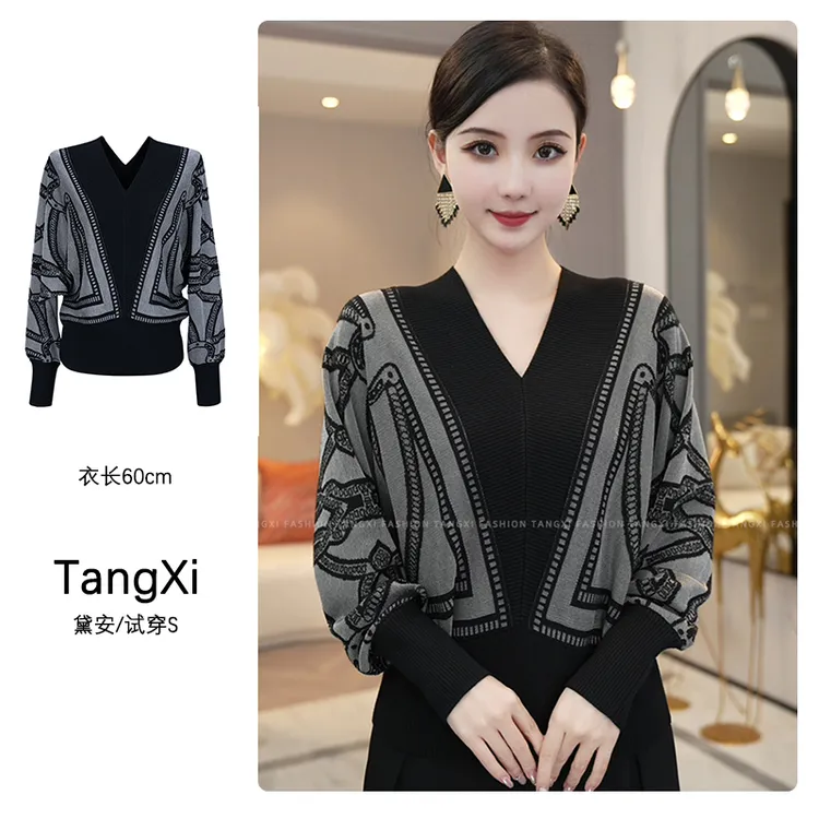 现货2025新款【ZM24-Q610】含绵羊毛百搭宽松套头蝙蝠袖针织毛衣女