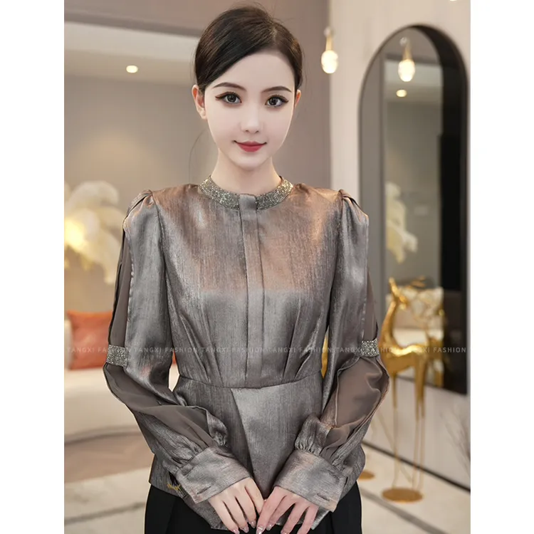 现货2025年春秋季新款【LT24-Q556】气质小众设计感时尚长袖上衣女