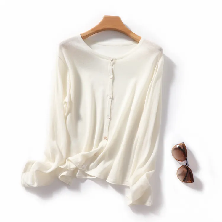 2026夏季防晒棉麻上衣女冰丝薄款长袖针织衫小开衫薄款小外搭纯色