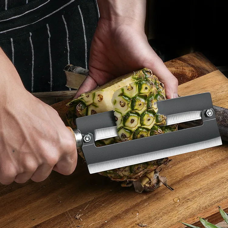 【新品热销】不锈钢锋利削皮甘蔗刀实木手柄菠萝刀商用多功能凤梨刀