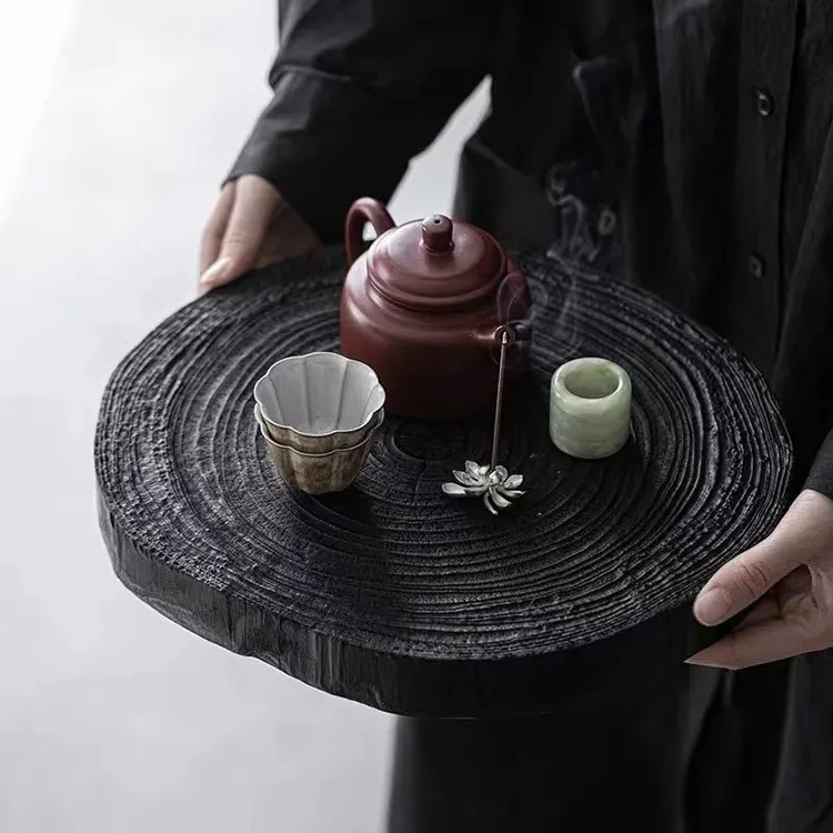 【新品】干泡台壶火炼木复古茶托蓄水茶盘储水式中式小复古茶盆