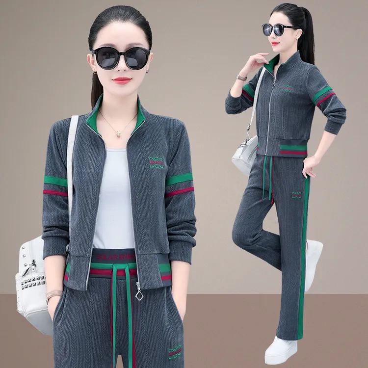 运动套装女春秋2025新款时尚韩版收腰卫衣春品牌跑步休闲服两件套