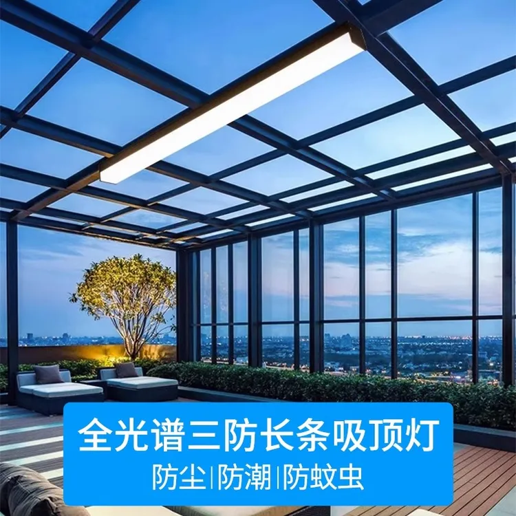 阳光房专用灯玻璃房阳台房三防吸顶灯户外壁灯屋檐雨棚长条吸顶灯