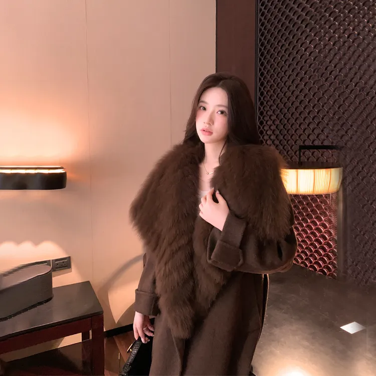 1987 fur“融雪秋叶”双面呢羊毛大衣女中长秋冬高级感羊毛呢外套