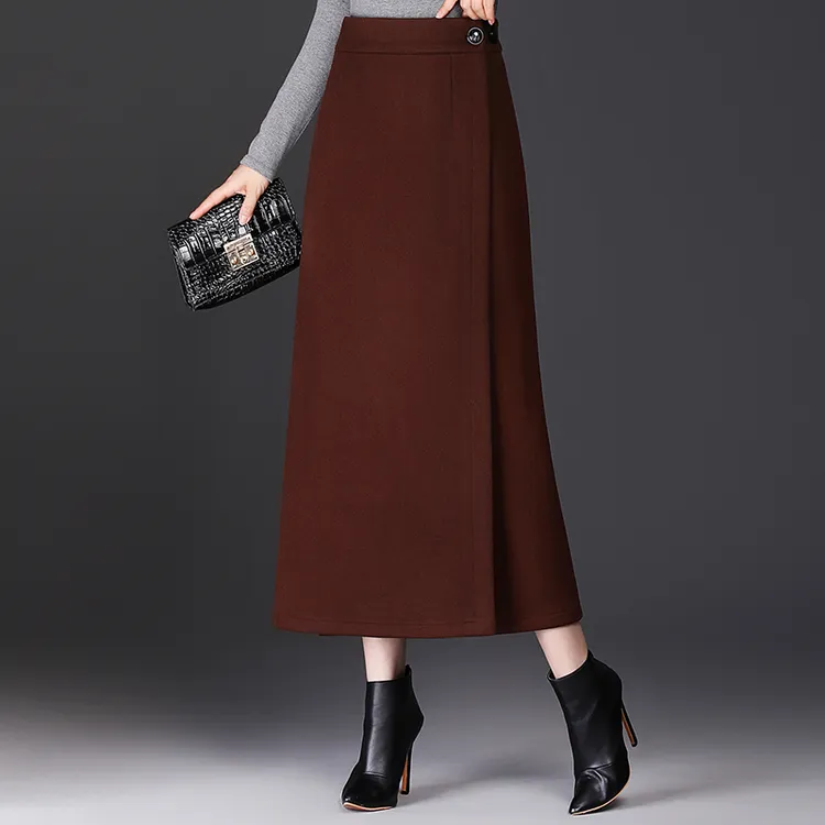包臀半身裙女秋冬2025新款高腰显瘦气质裙子中长款垂感开叉一步裙