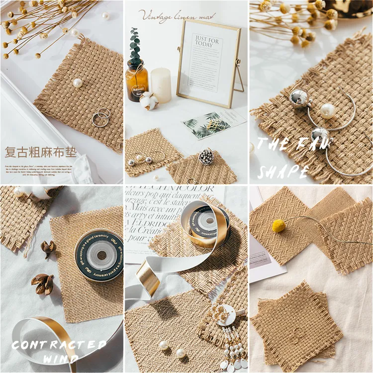 粗麻布垫杯垫摆件手工复古ins小物件风景尺寸拍照摄影拍摄道具