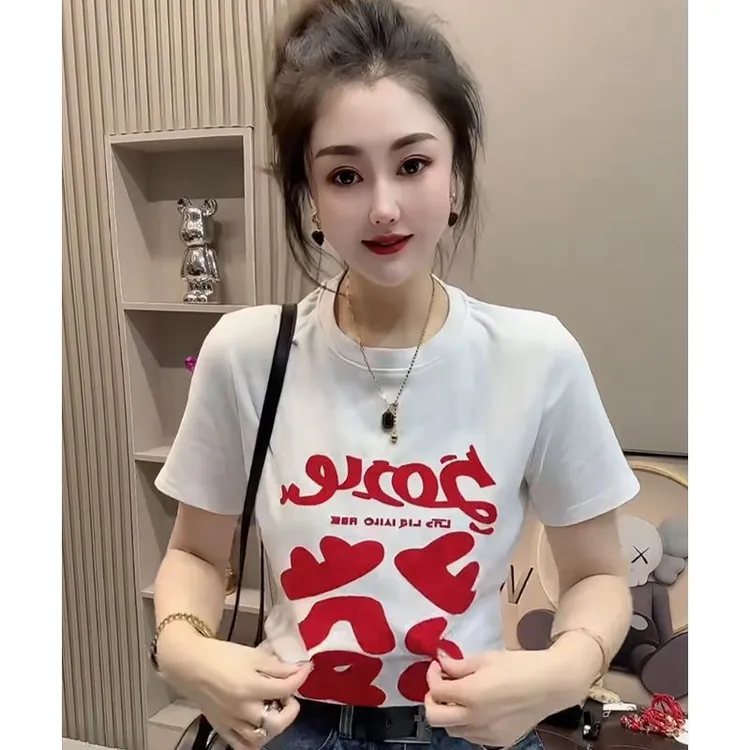 8096款休闲标准宽松短袖网红T恤圆领修身夏季修身型打底衫